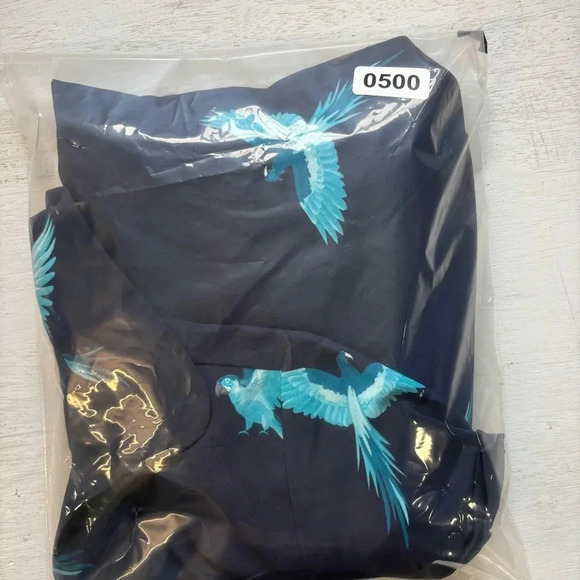 Wayward Fancies EShakti Wide Leg Bird Jumpsuit Navy Blue M Belted Pockets - Picture 14 of 14